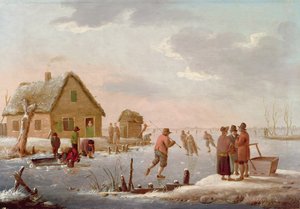 Figures patinant dans un paysage d